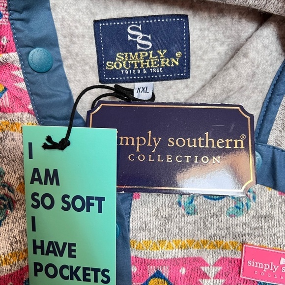 Simply Southern Nautical Crab Knit Snap Pullover in Smoke Size XXL NWT - Picture 8 of 13